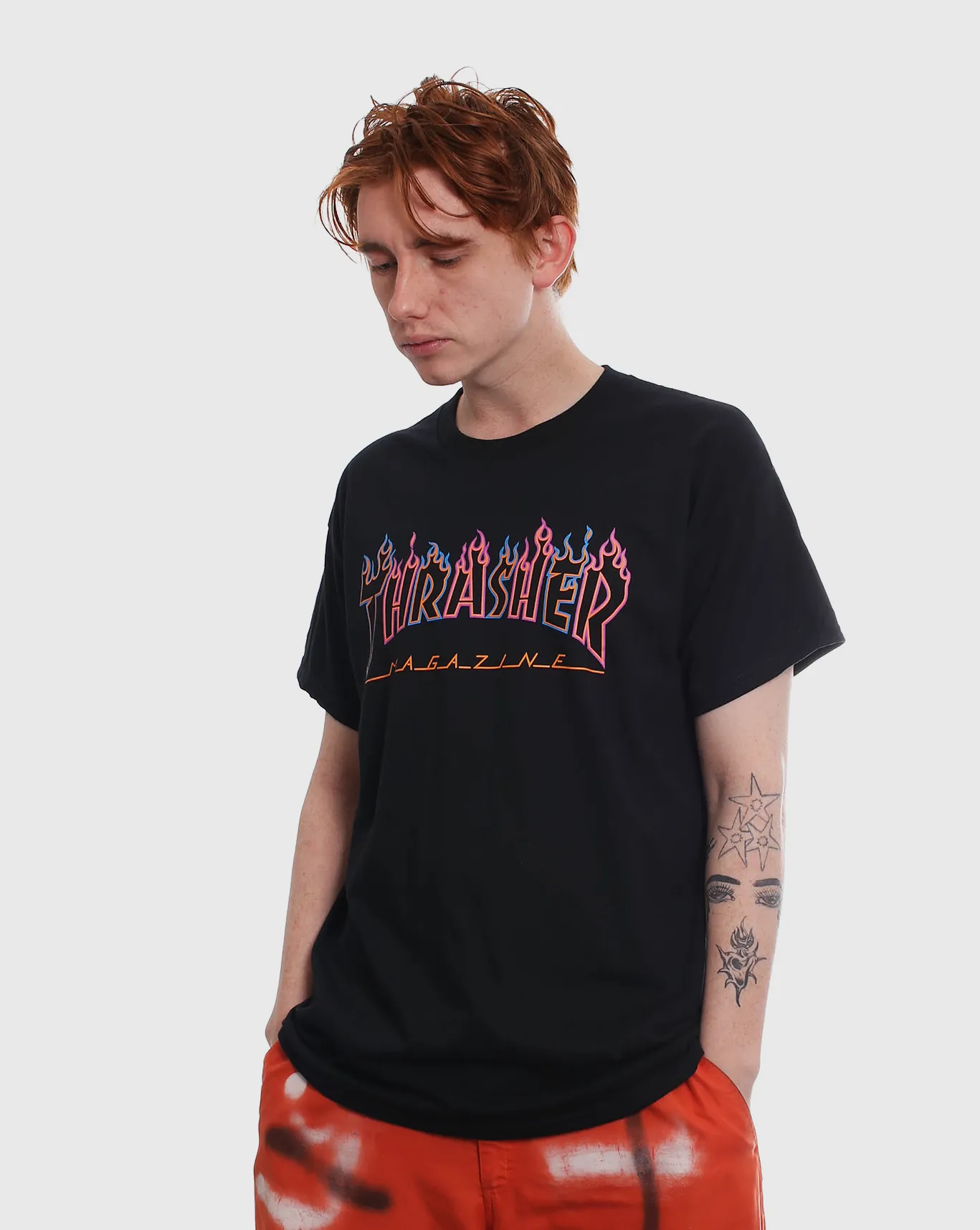 Thrasher Double Flame Neon Shirt - Black - Sale