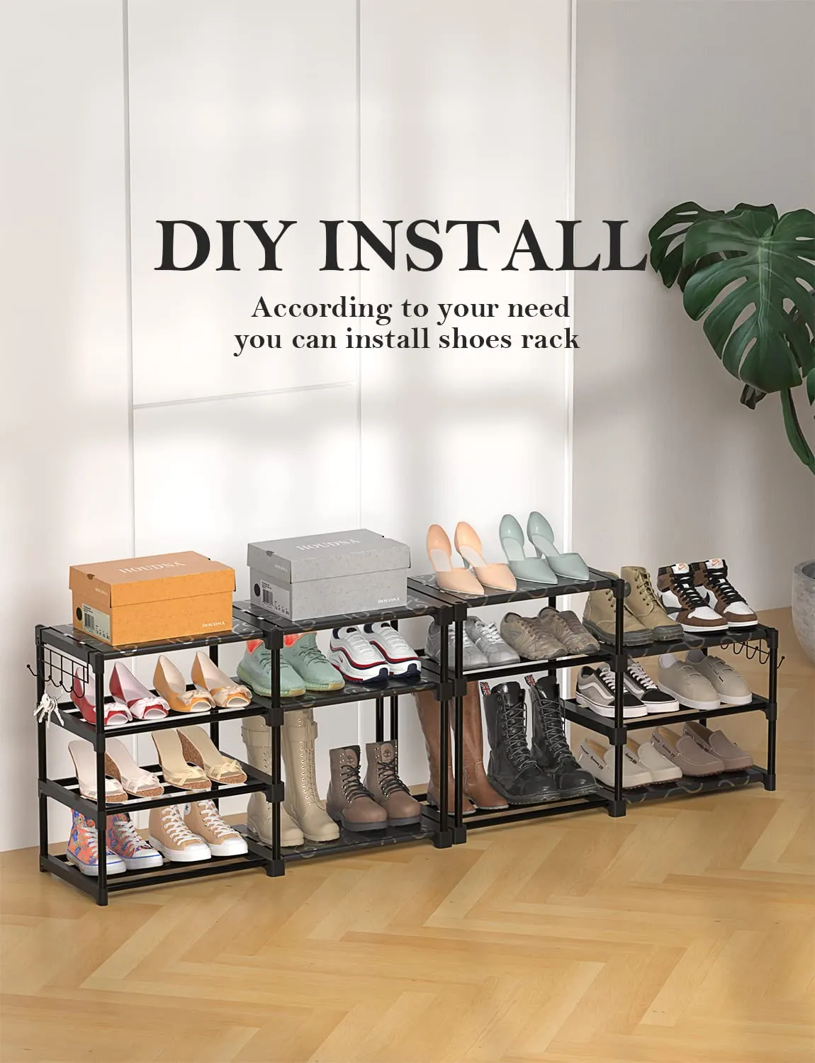 TIMEBAL 8-Tier Shoe Rack Storage Organizer 25-28 Pairs Shoes and Boots Shelf Organizer, Removable & Dust Large Shoe Rack, Stackable Shoe Rack for Boot & Shoe Storage