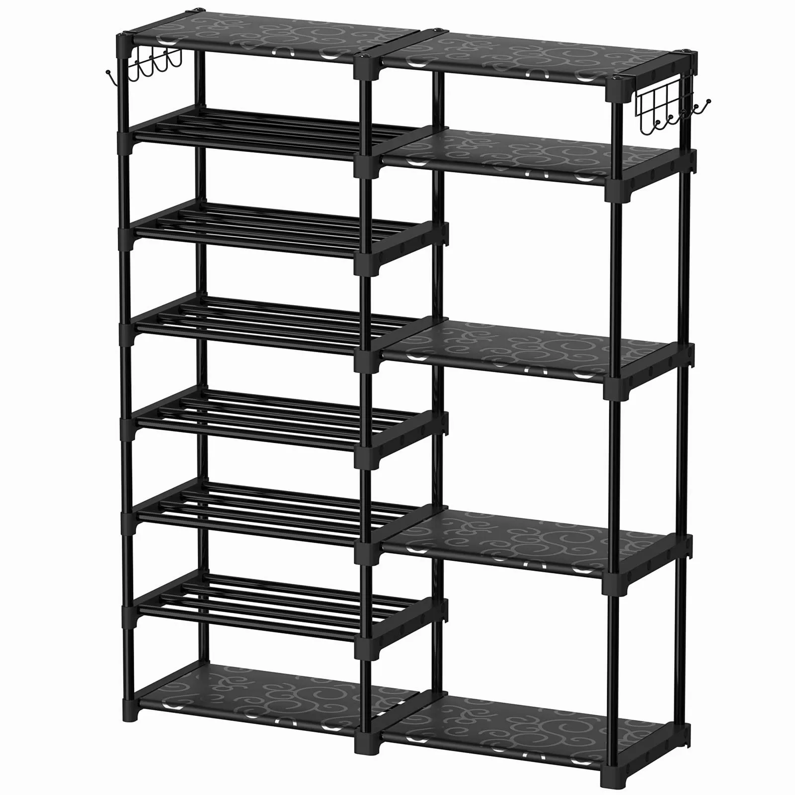 TIMEBAL 8-Tier Shoe Rack Storage Organizer 25-28 Pairs Shoes and Boots Shelf Organizer, Removable & Dust Large Shoe Rack, Stackable Shoe Rack for Boot & Shoe Storage