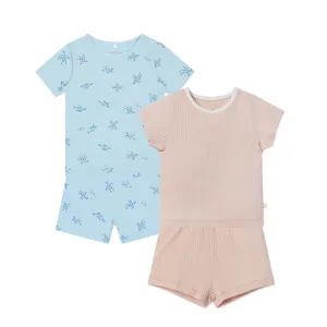 Turtles Ribbed & Ribbed Summer Pajamas Set 2 Pack