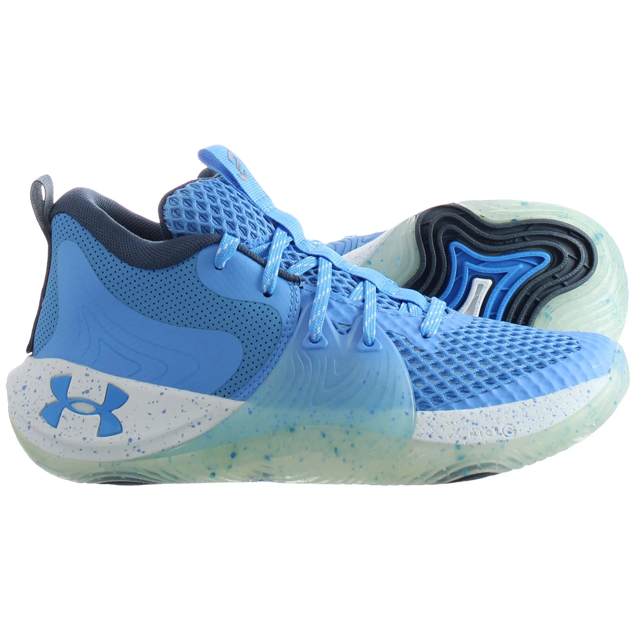 Under Armour GS Embiid 1 Kids Blue Basketball Shoes