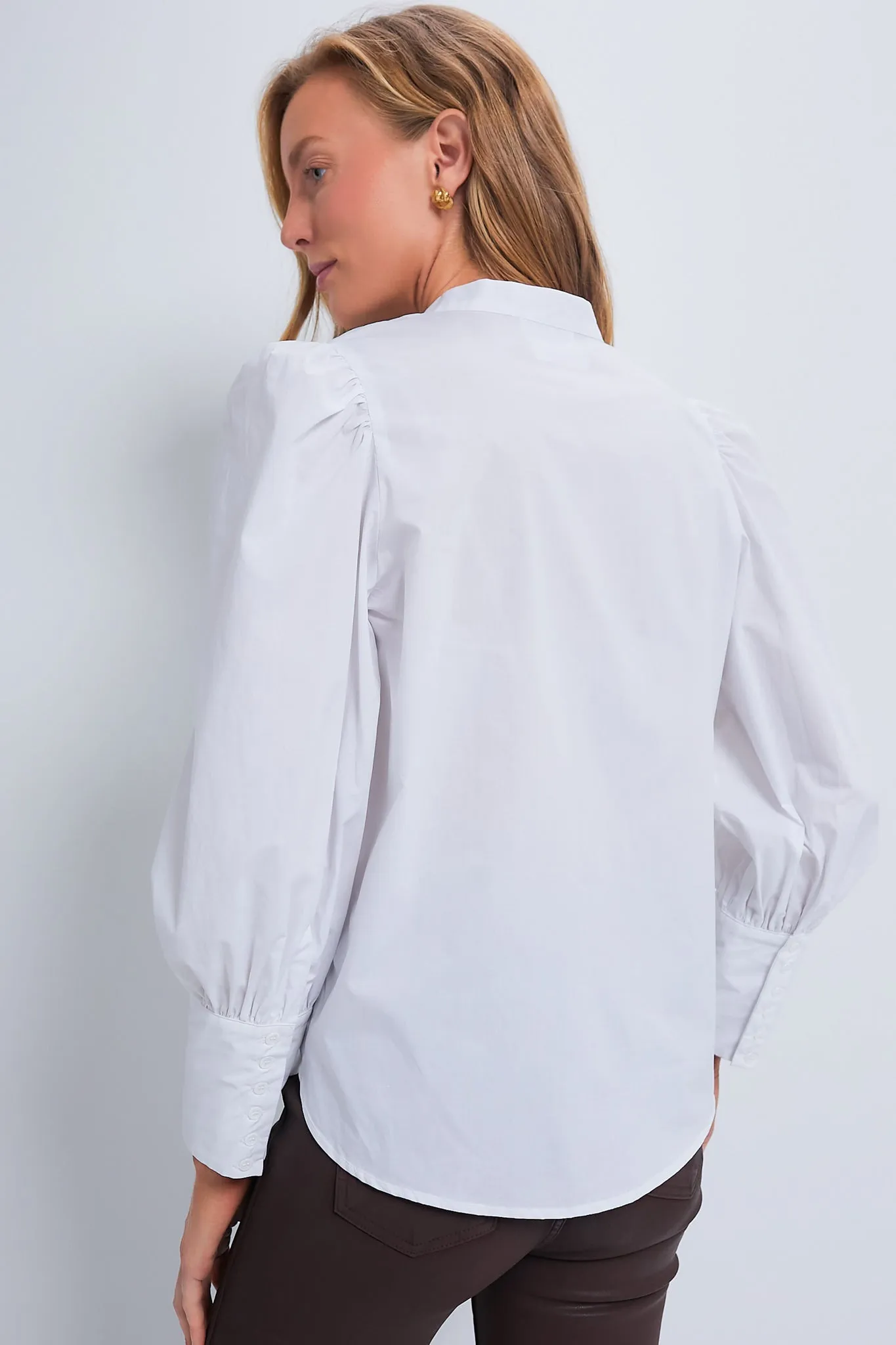White Long Sleeve Vail Blouse