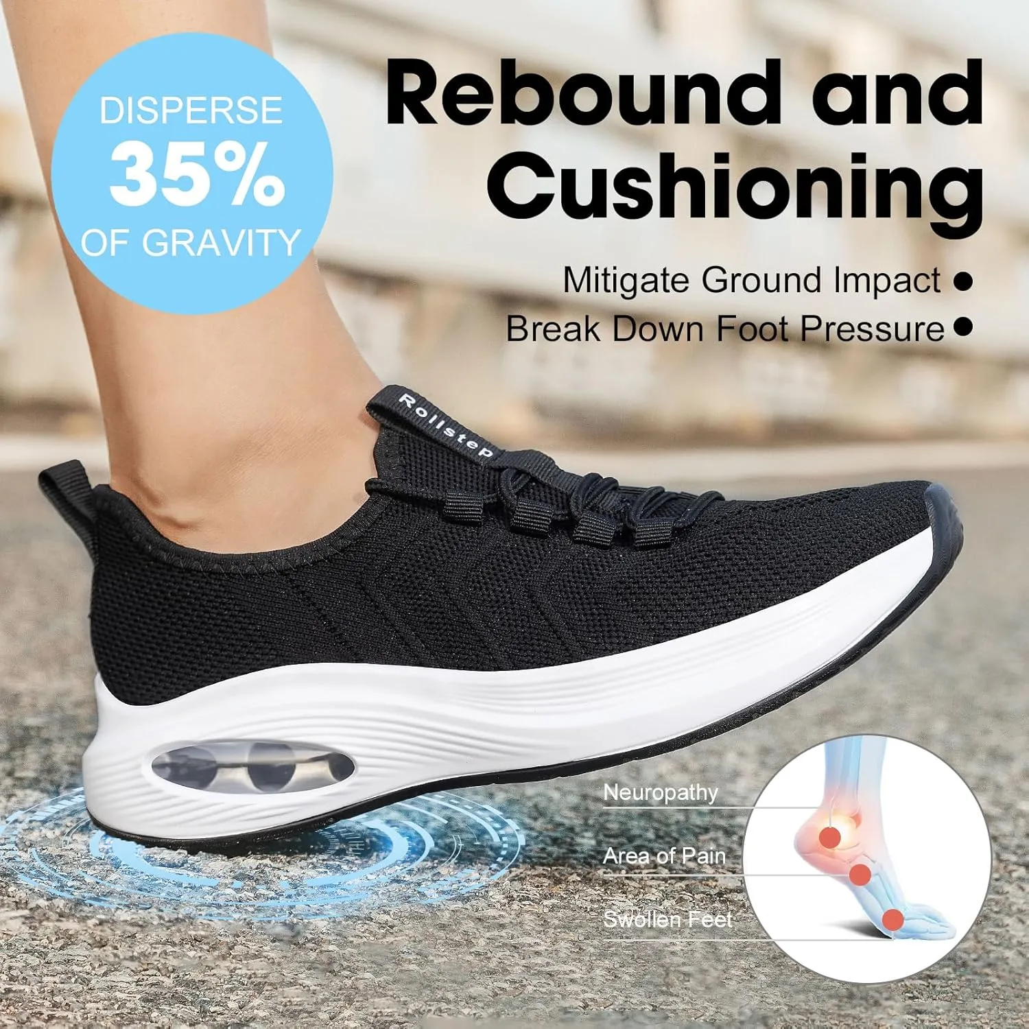 Wide Toe Box Shoes Women Extra Wide Width Sneakers Air Cushion Road Running Shoes Ultra Light Tennis Gym Workout Training Shoes Breathable Walking Shoes with Arch Support
