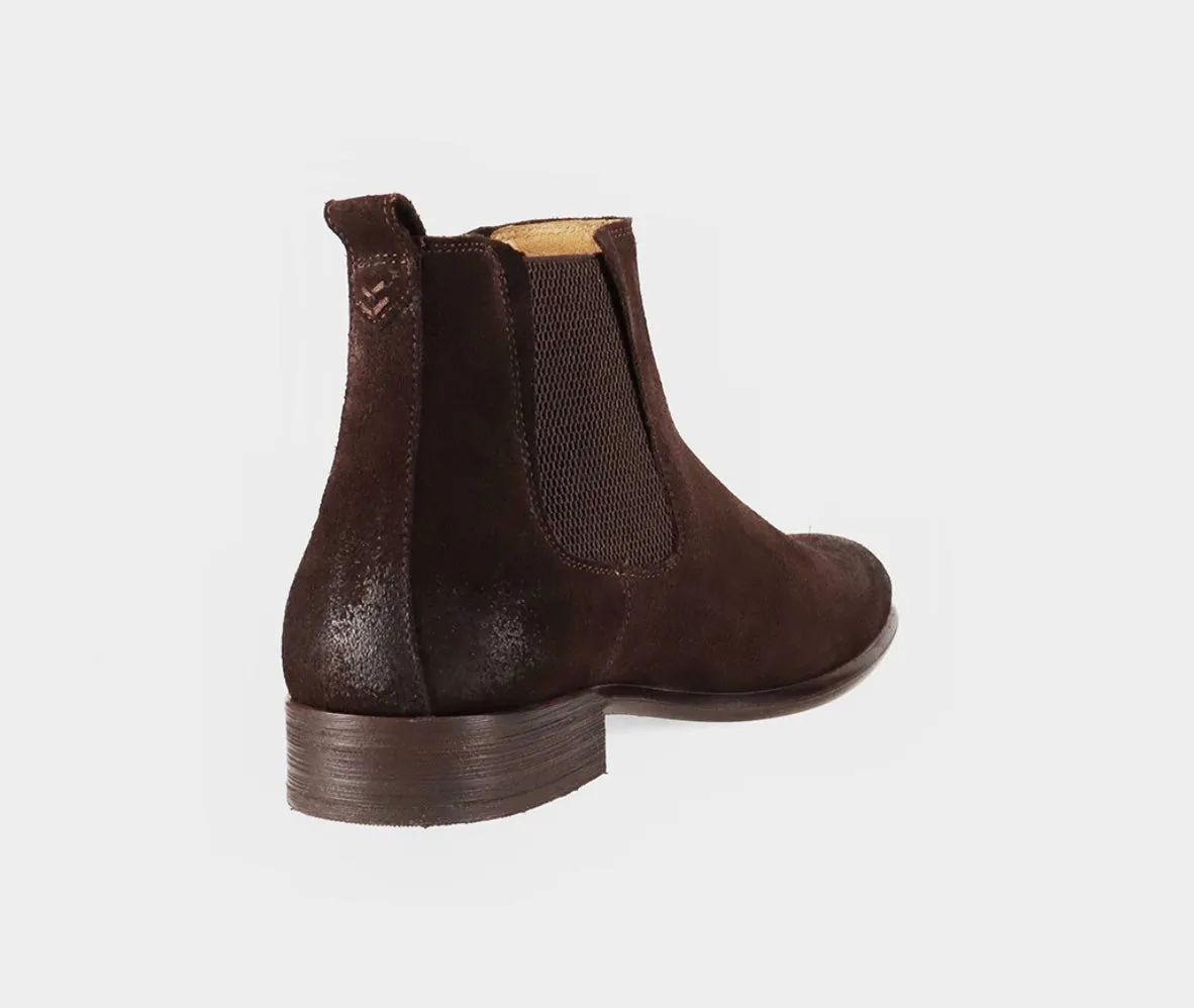Wild Rhino Seville Dark Brown Suede Chelsea Ankle Boot Made In Portugal