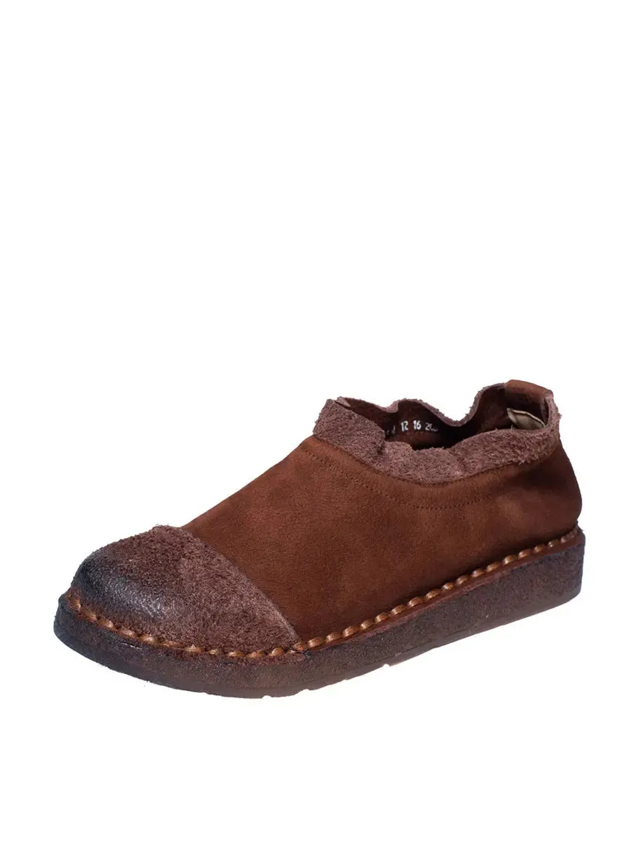 Women Pure Color Leather Flat Shoes F4195