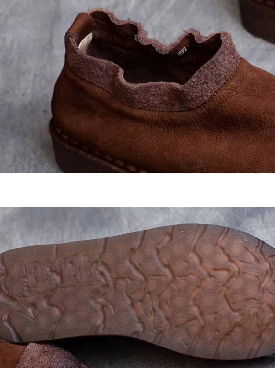 Women Pure Color Leather Flat Shoes F4195
