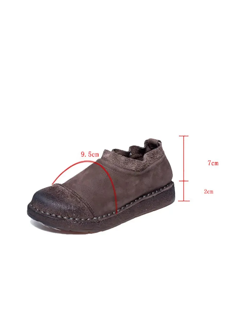 Women Pure Color Leather Flat Shoes F4195