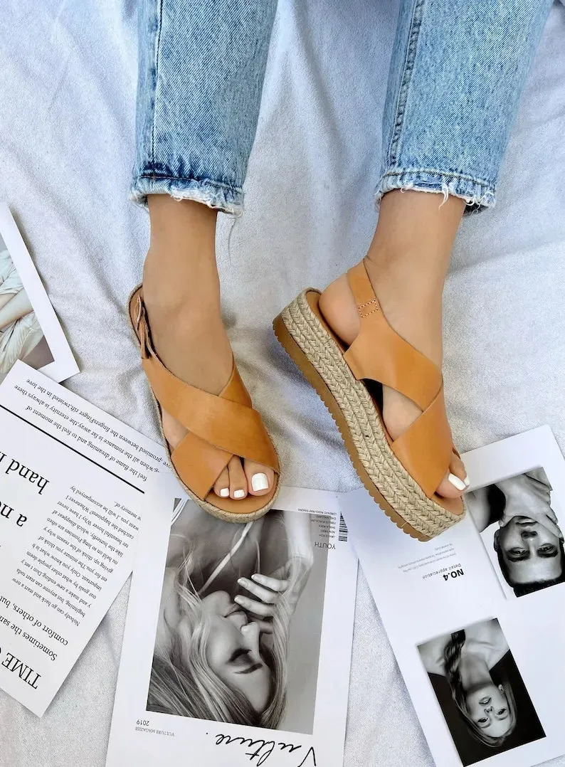 Women Slingback Leather Sandals