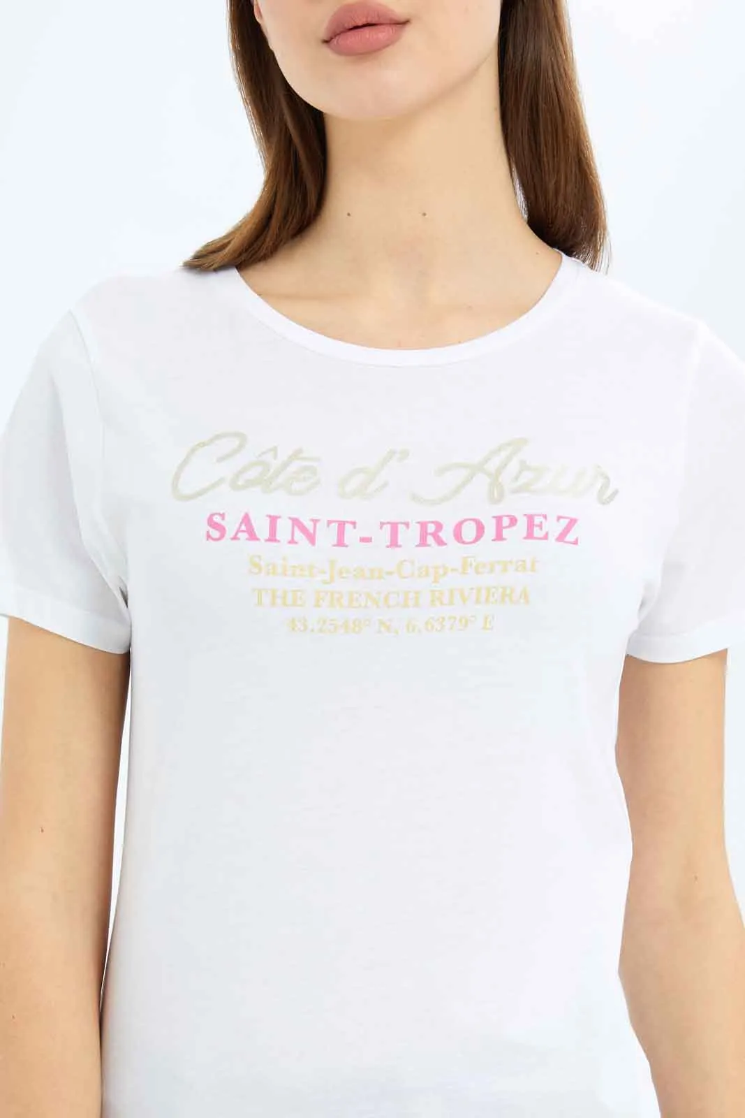 Women White Printed T Shirt