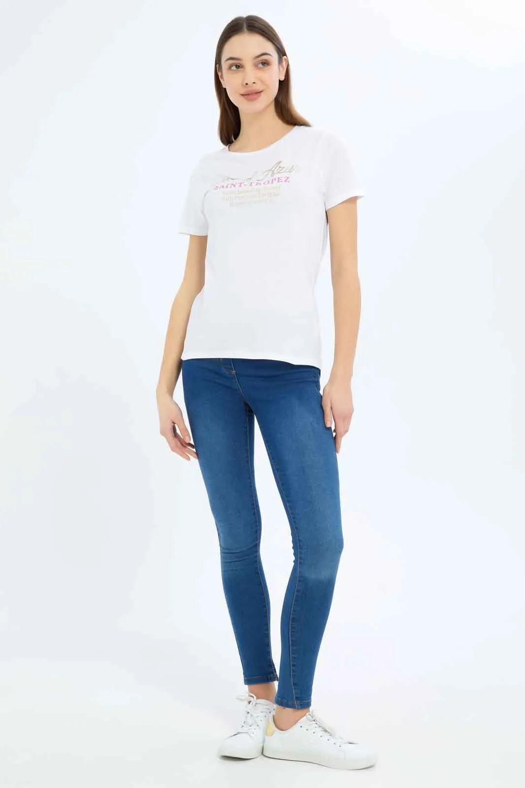 Women White Printed T Shirt