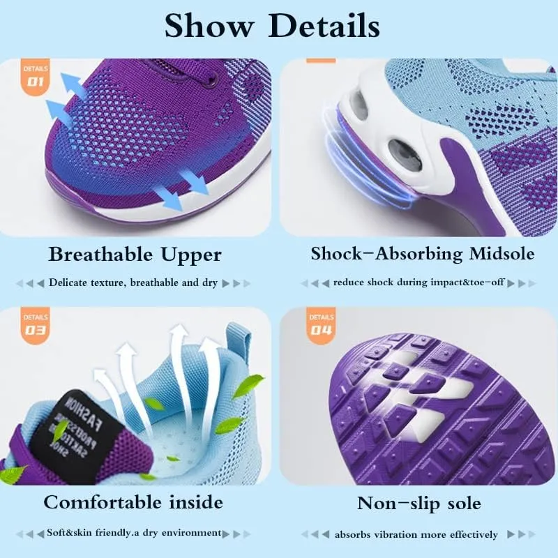 Women's Casual Sneakers  Lightweight,Breathable Non-Slip Walking Shoes for Work,Mesh Air Cushion Sneakers for Gym Workout Sports