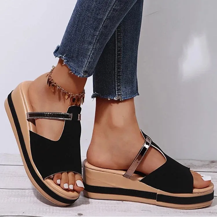 Women's Casual Wedge Platform Leather Orthopedic Sandals