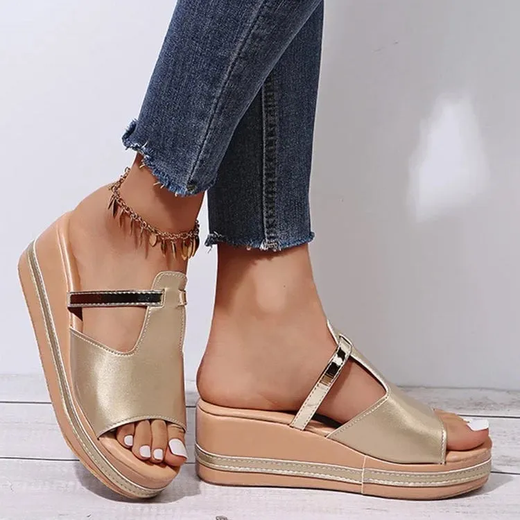 Women's Casual Wedge Platform Leather Orthopedic Sandals