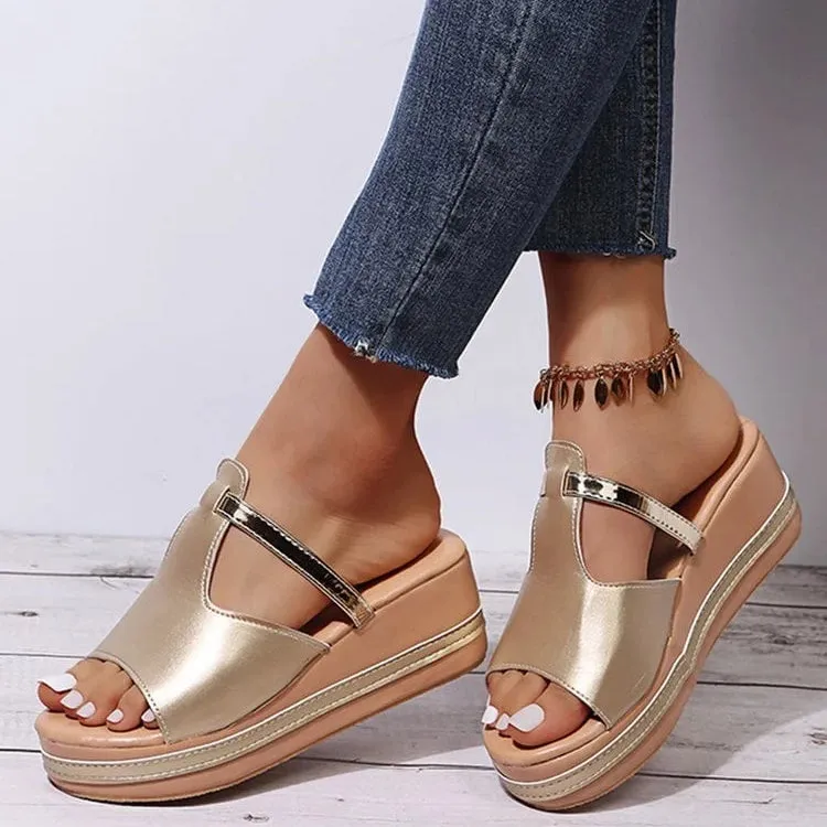 Women's Casual Wedge Platform Leather Orthopedic Sandals