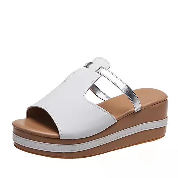 Women's Casual Wedge Platform Leather Orthopedic Sandals