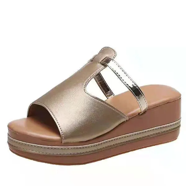 Women's Casual Wedge Platform Leather Orthopedic Sandals