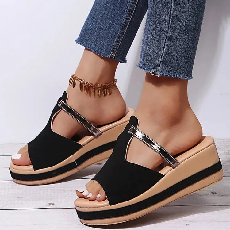 Women's Casual Wedge Platform Leather Orthopedic Sandals