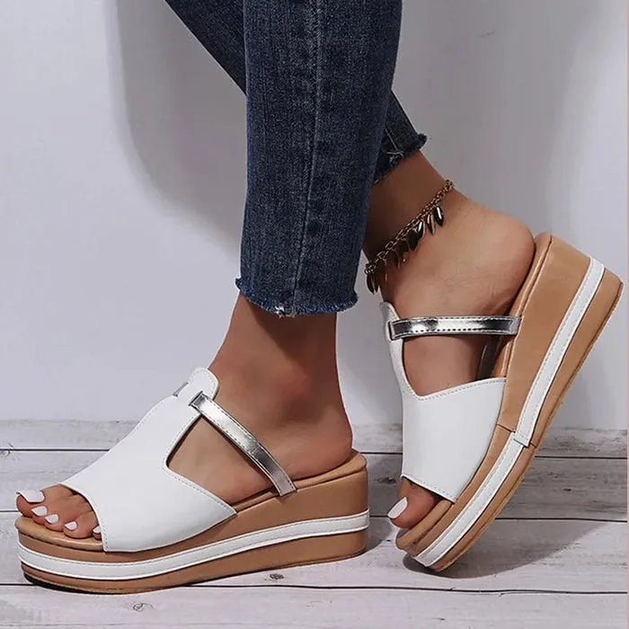 Women's Casual Wedge Platform Leather Orthopedic Sandals