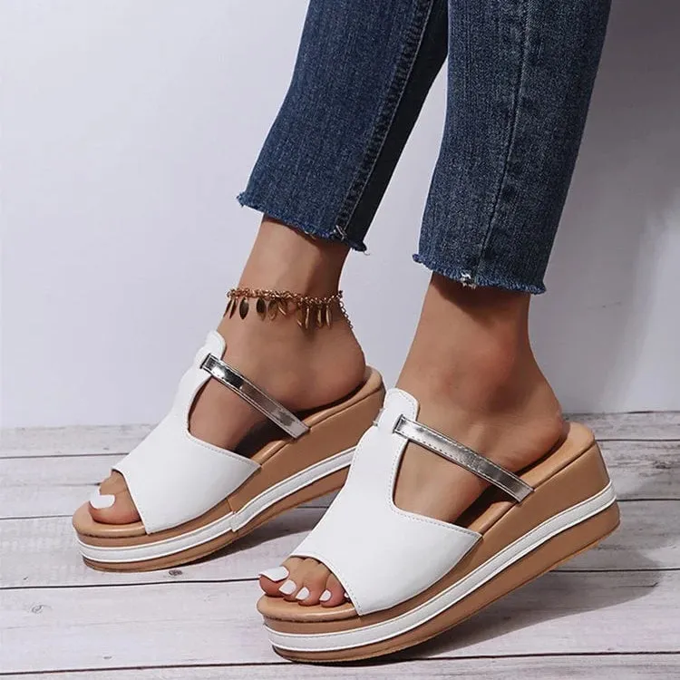 Women's Casual Wedge Platform Leather Orthopedic Sandals