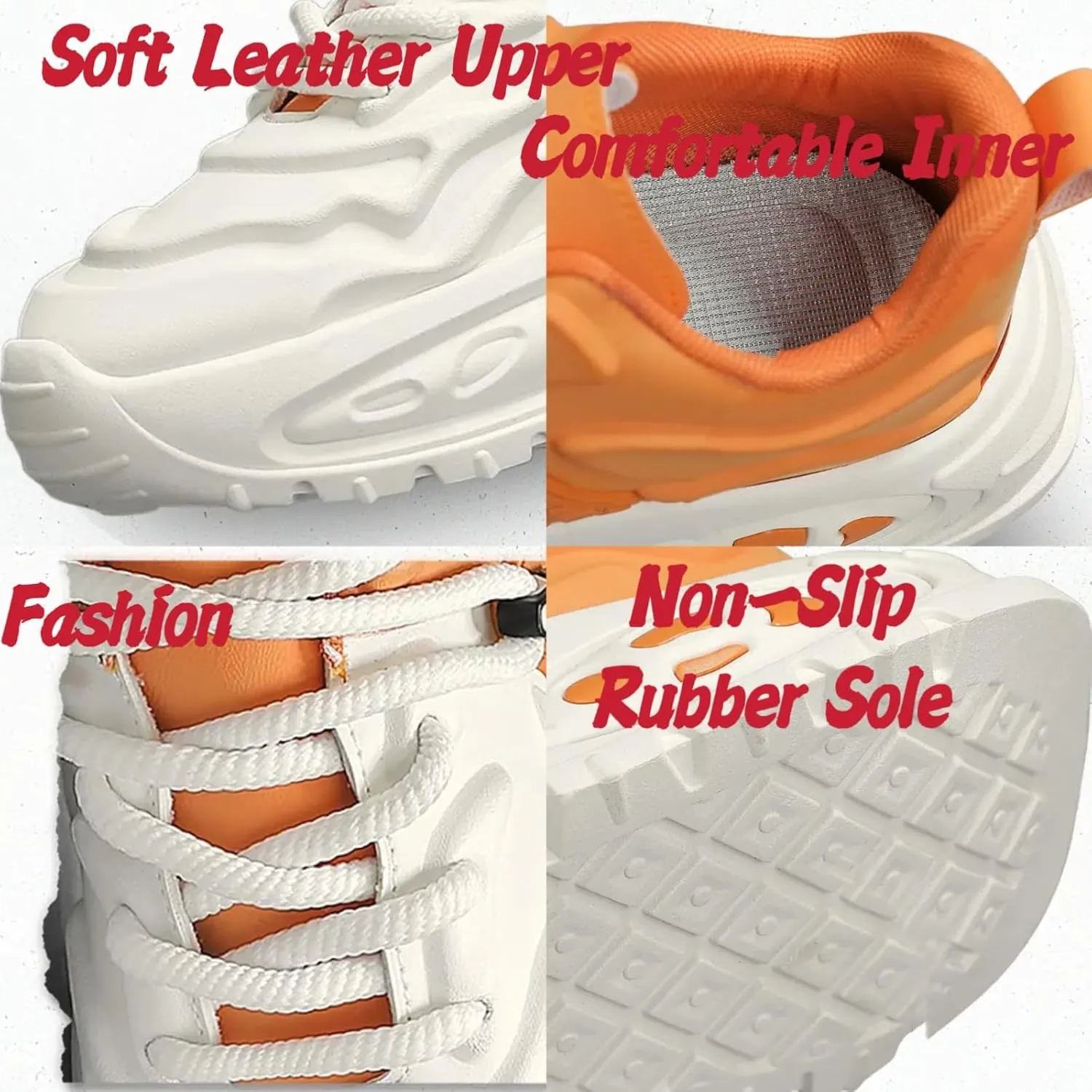 Womens Fashion Leather Platform Lace Up Sneakers Casual Lightweight Non-Slip Walking Sport Workout Work Tennis Shoes
