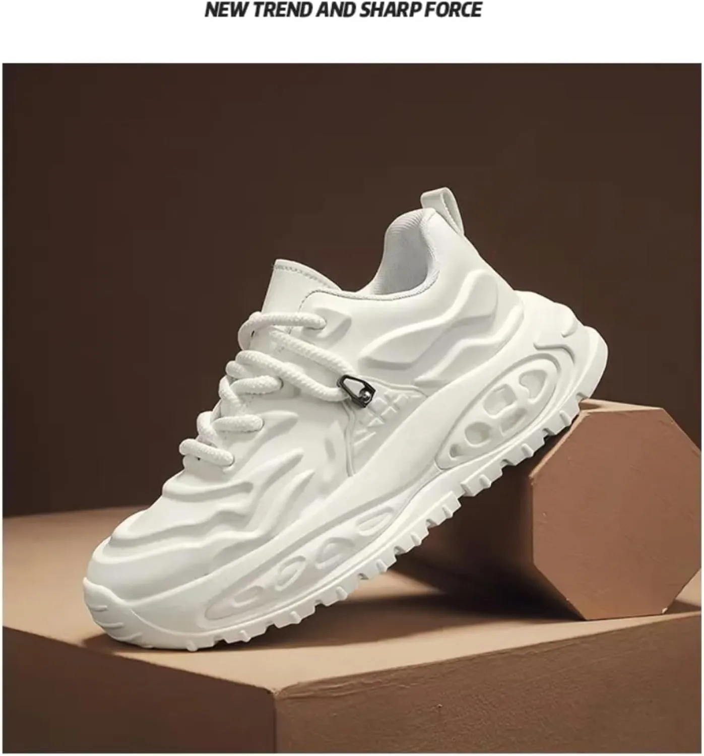 Womens Fashion Leather Platform Lace Up Sneakers Casual Lightweight Non-Slip Walking Sport Workout Work Tennis Shoes