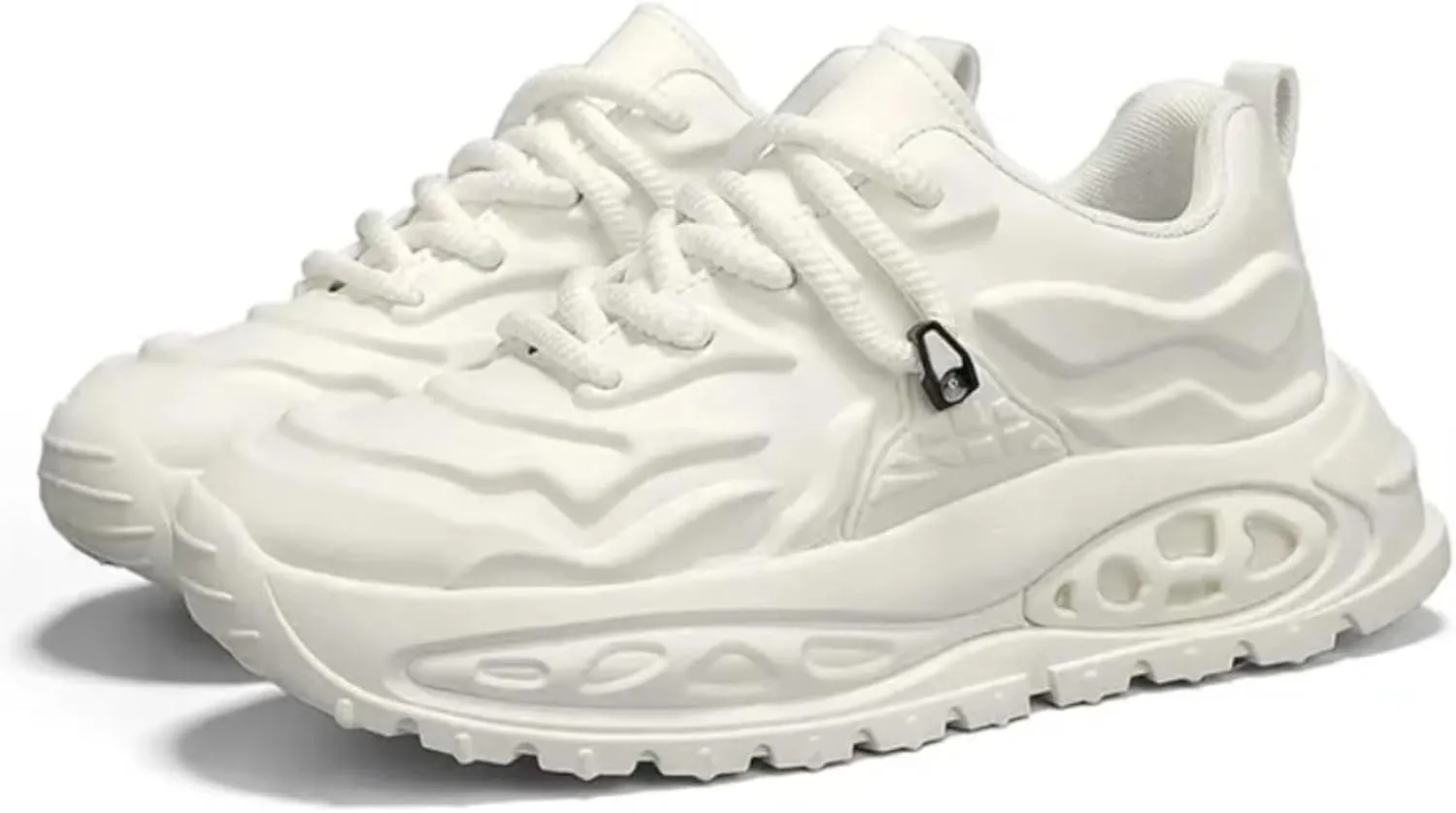 Womens Fashion Leather Platform Lace Up Sneakers Casual Lightweight Non-Slip Walking Sport Workout Work Tennis Shoes
