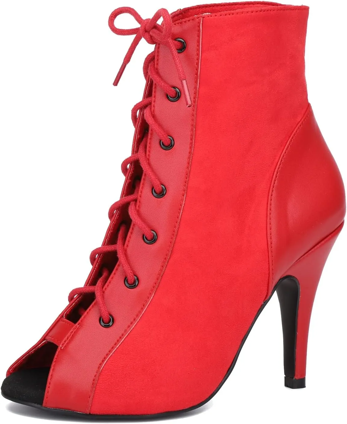 Womens Girls Latin Dance Shoes Lace-up Ballroom Dancing Ankle Boots Evening Sandals