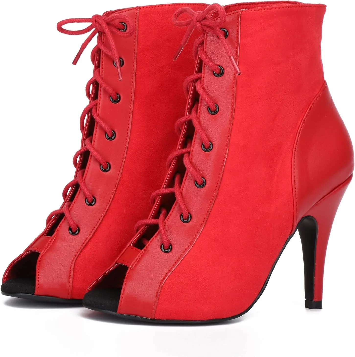 Womens Girls Latin Dance Shoes Lace-up Ballroom Dancing Ankle Boots Evening Sandals