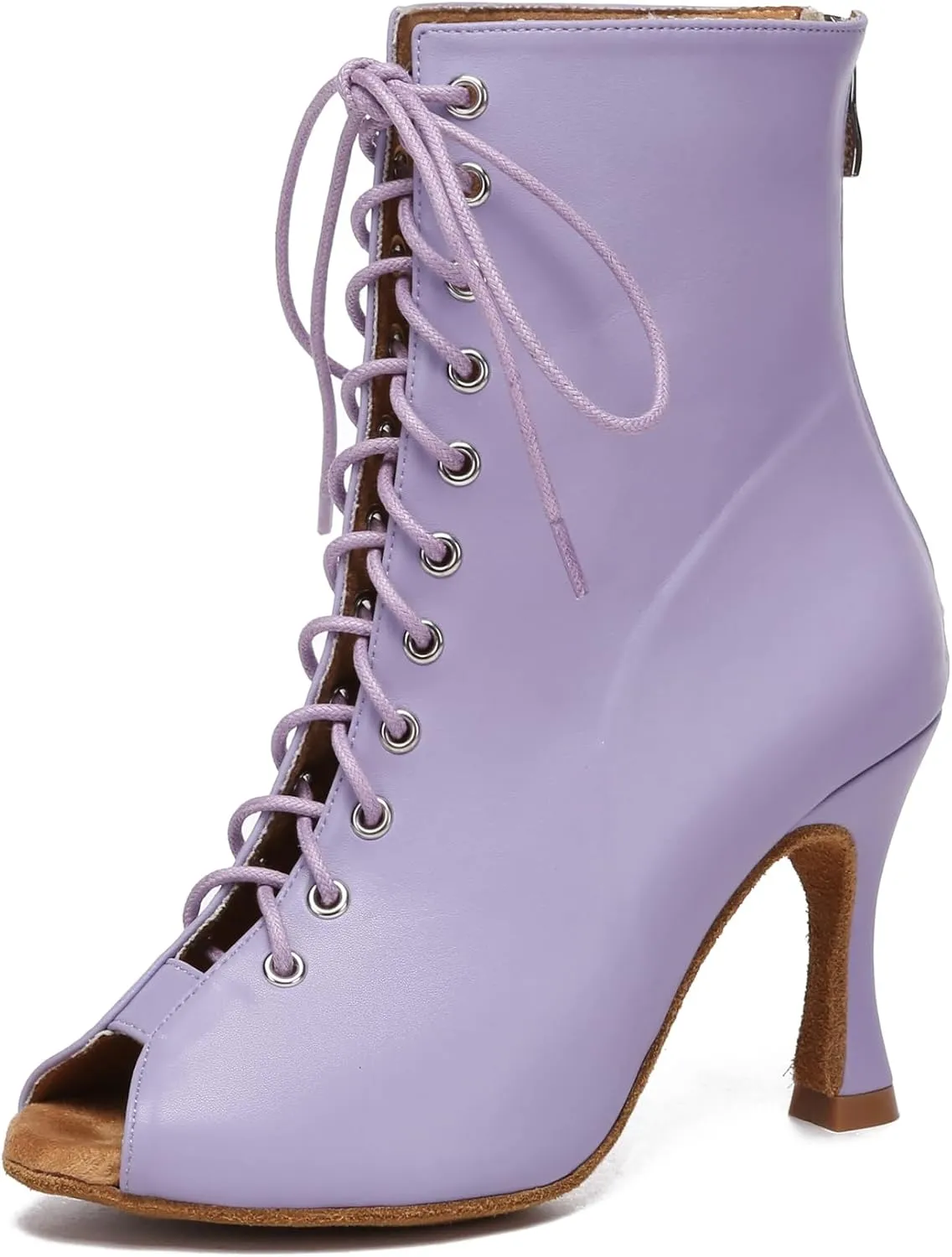 Womens Girls Latin Dance Shoes Lace-up Ballroom Dancing Ankle Boots Evening Sandals