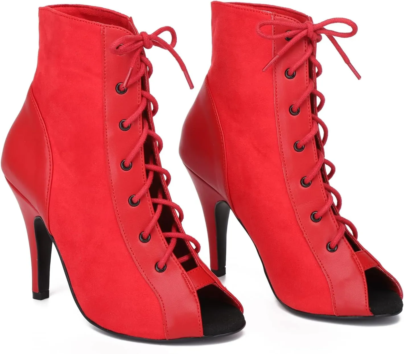 Womens Girls Latin Dance Shoes Lace-up Ballroom Dancing Ankle Boots Evening Sandals
