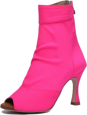 Womens Girls Party Dance Shoes Peep Toe Ballroom Dancing Ankle Booties
