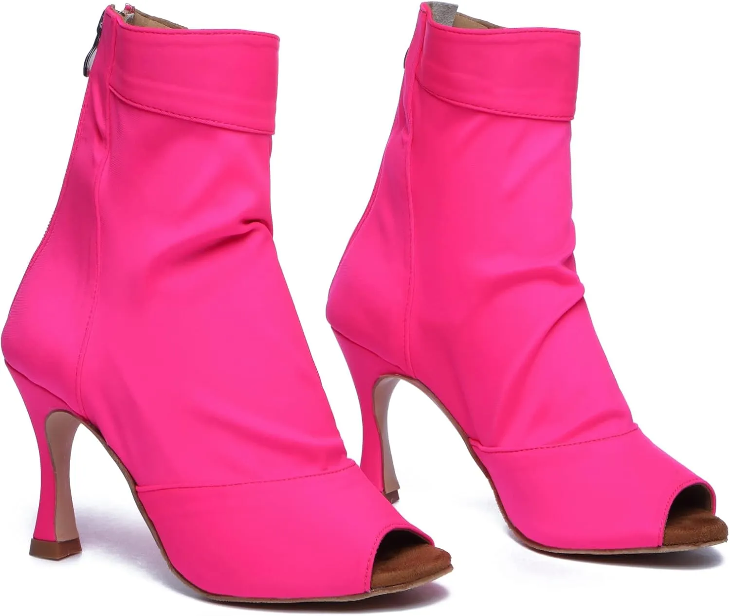 Womens Girls Party Dance Shoes Peep Toe Ballroom Dancing Ankle Booties