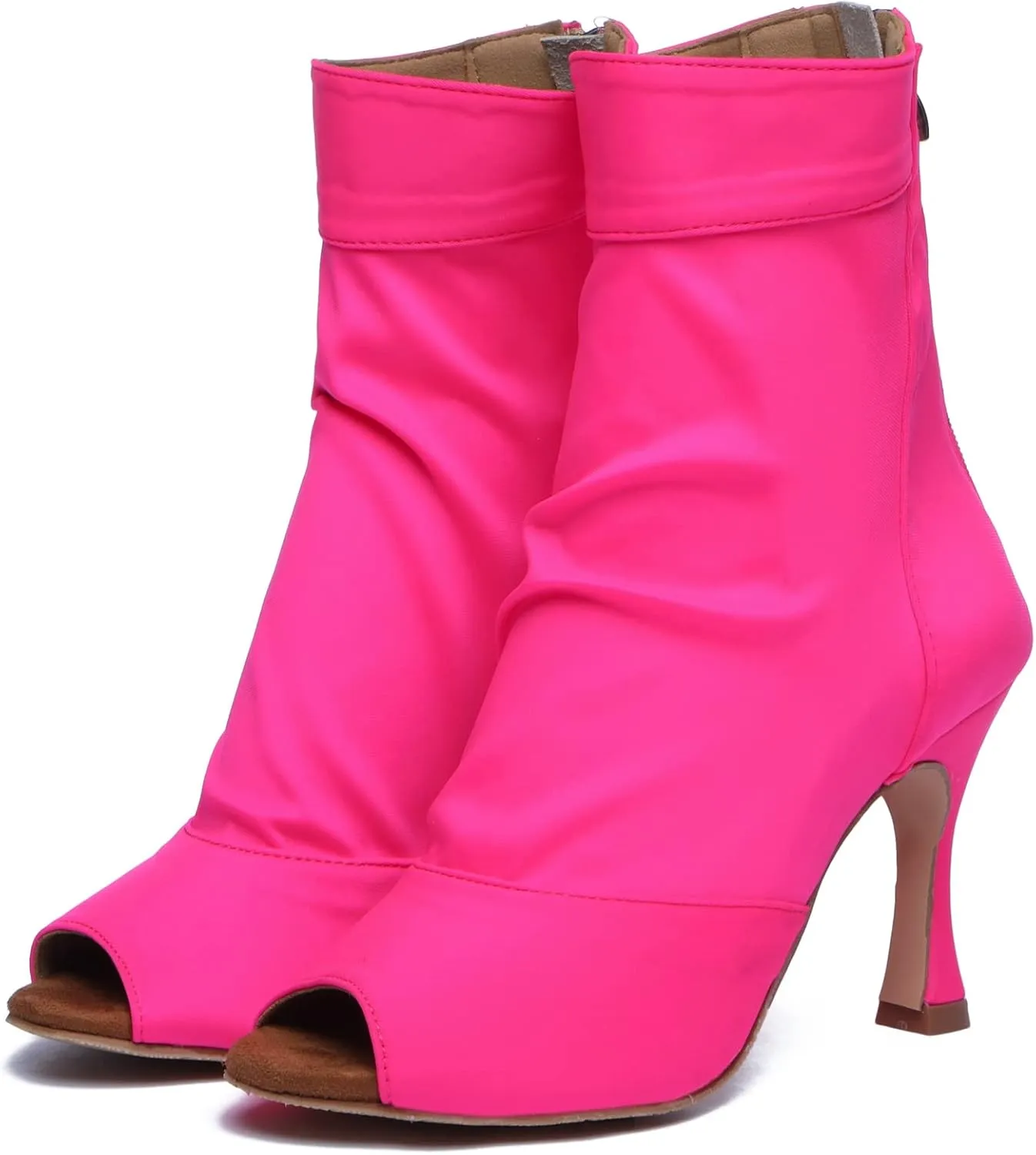 Womens Girls Party Dance Shoes Peep Toe Ballroom Dancing Ankle Booties