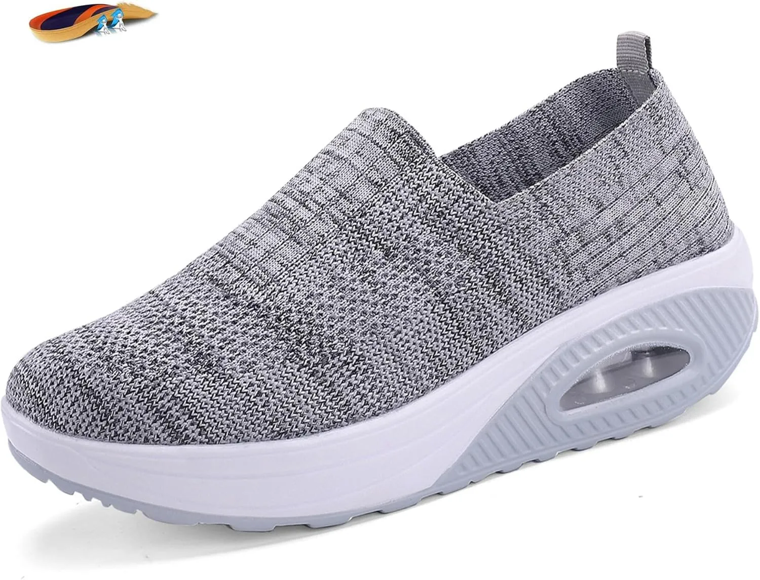 Women's Orthopedic Mesh Air Cushion Walking Shoes Slip-on Platform Casual Wedge Rocker Sneakers Light Breathable Arch Support Diabetic Nursing Nurse