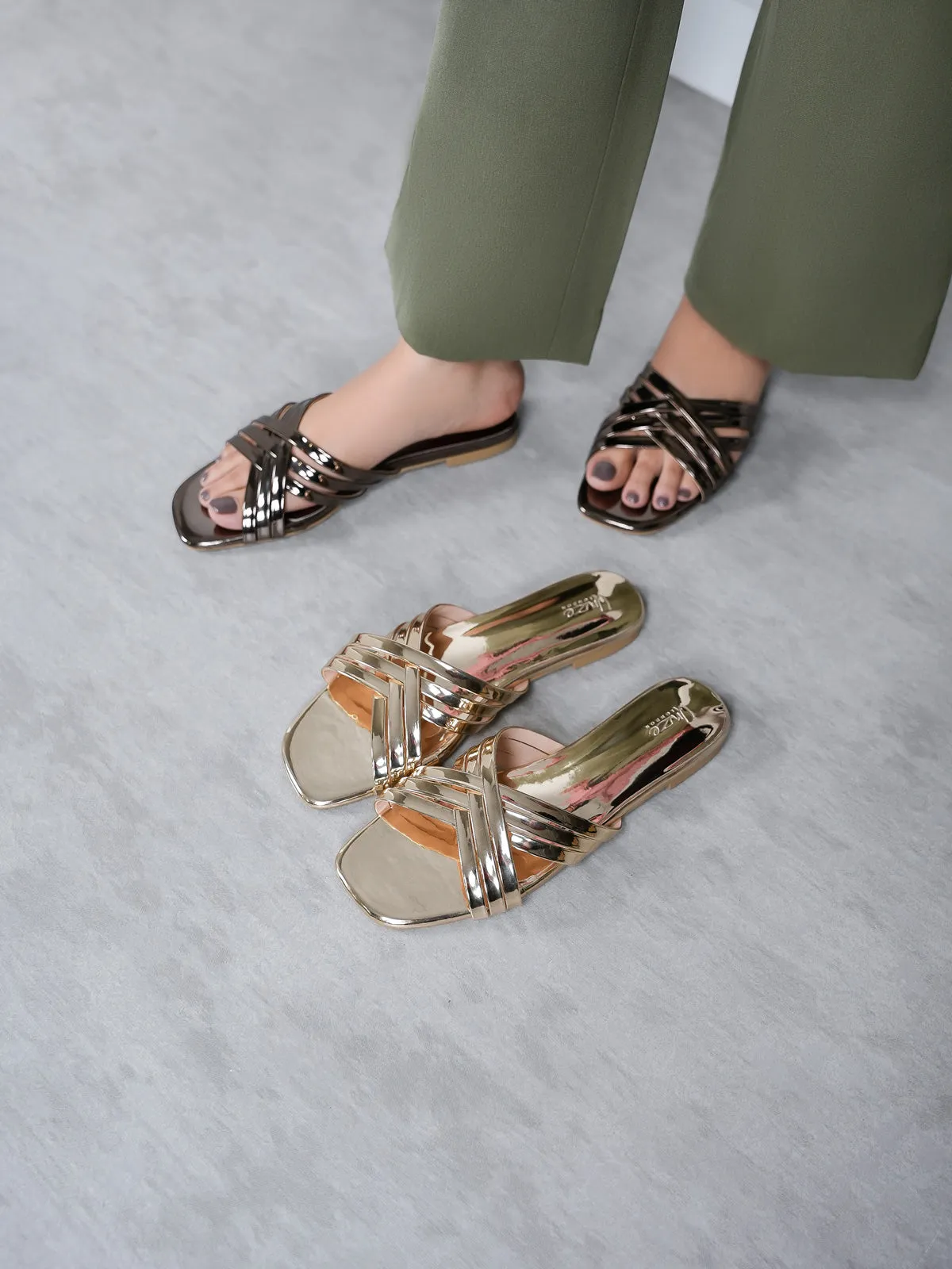 Women's "PHOSIN" Crisscross Strappy Slippers