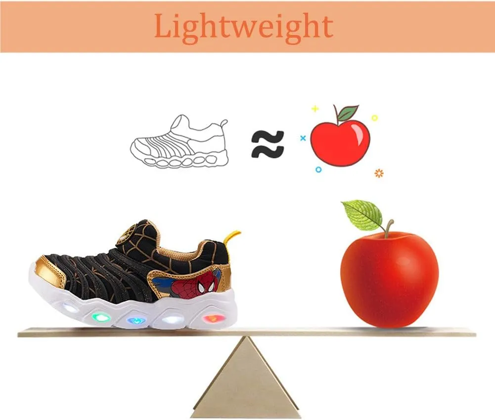 YUNICUS Kids Light Up Shoes Led Flash Sneakers with Spider Upper USB Charge for Boys Girls Toddles Best Gift for Birthday Thanksgiving Christmas Day