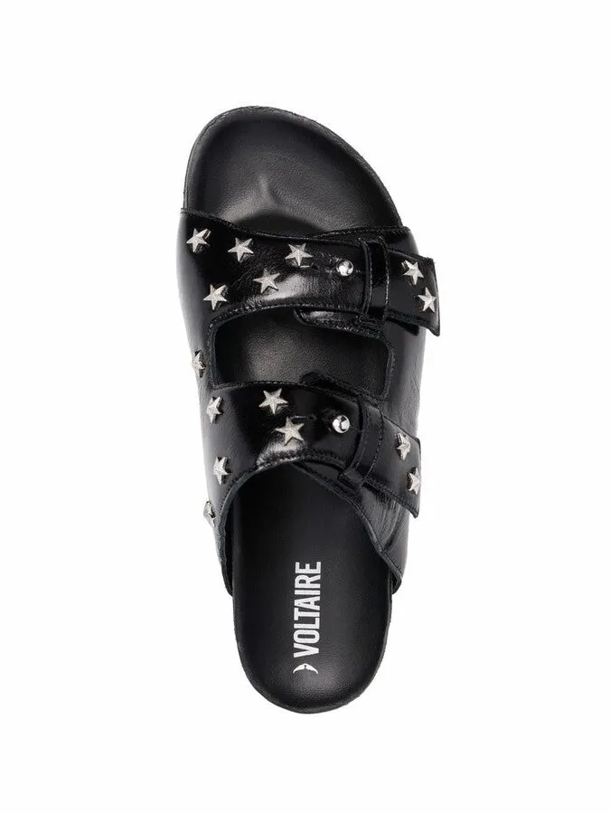 ZADIG & VOLTAIRE ALPHA STAR DUAL-BUCKLE LEATHER SANDALS