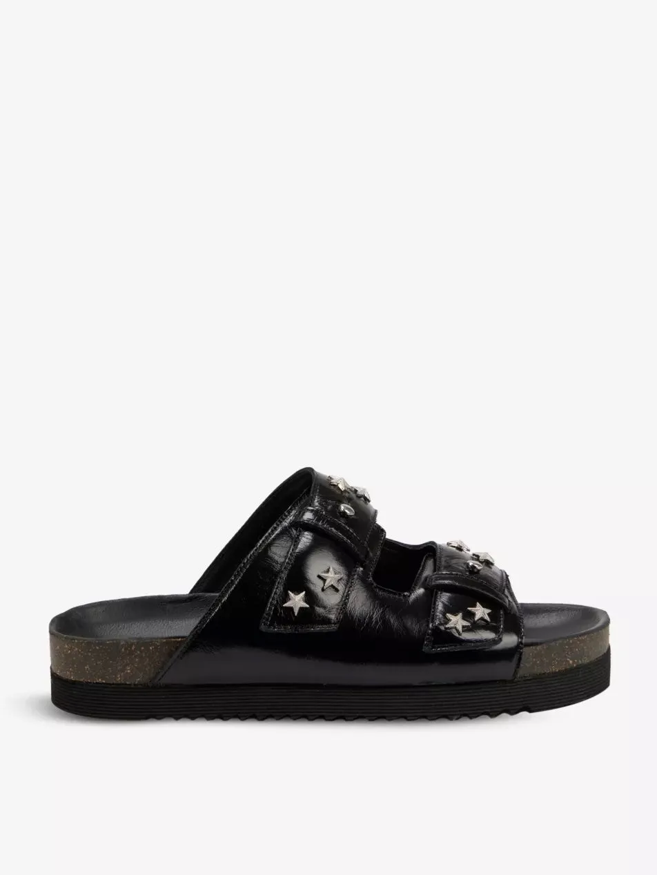 ZADIG & VOLTAIRE ALPHA STAR DUAL-BUCKLE LEATHER SANDALS